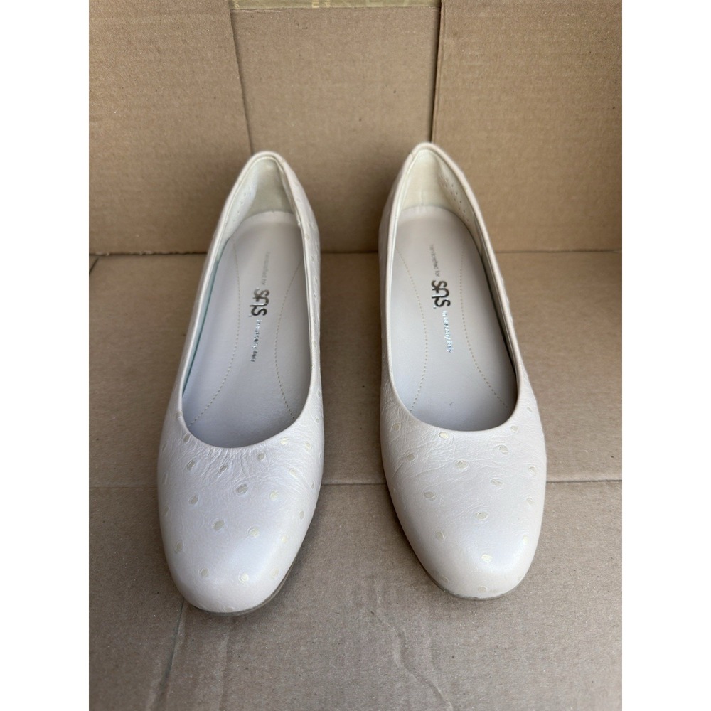 SAS Sofia Wedge Pumps Made In Italy Cream Polka Dot Leather 6.5 Comfort Heels - Picture 4 of 8